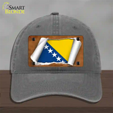 Bosnia-Herzegovina Flag Scroll Novelty License Plate Hat Unconstructed Cotton / Charcoal