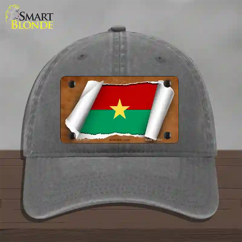 Burkina Faso Flag Scroll Novelty License Plate Hat Unconstructed Cotton / Charcoal