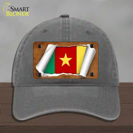 Cameroon Flag Scroll Novelty License Plate Hat Unconstructed Cotton / Charcoal