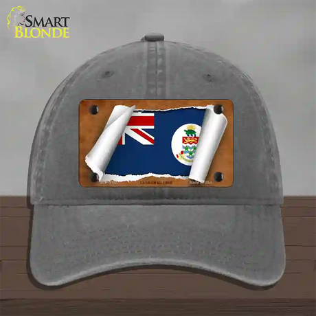 Cayman Islands Flag Scroll Novelty License Plate Hat Unconstructed Cotton / Charcoal