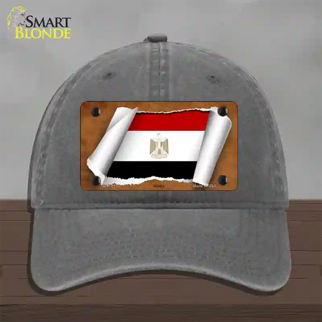 Egypt Flag Scroll Novelty License Plate Hat Unconstructed Cotton / Charcoal