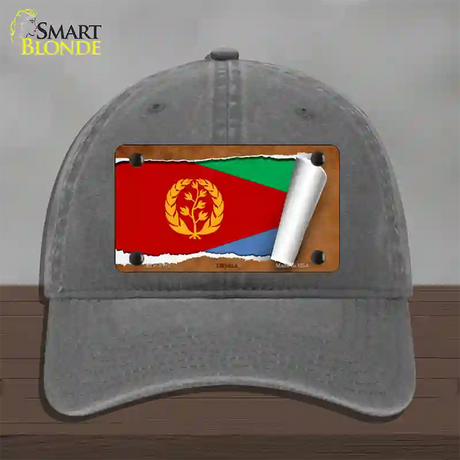 Eritrea Flag Scroll Novelty License Plate Hat Unconstructed Cotton / Charcoal