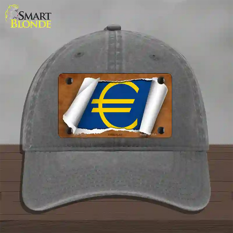 Euro Flag Scroll Novelty License Plate Hat Unconstructed Cotton / Charcoal