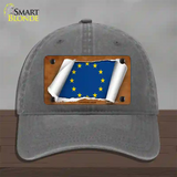 European Union Flag Scroll Novelty License Plate Hat Unconstructed Cotton / Charcoal