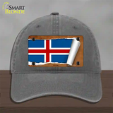 Iceland Flag Scroll Novelty License Plate Hat Unconstructed Cotton / Charcoal