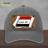 Iraq Flag Scroll Novelty License Plate Hat Unconstructed Cotton / Charcoal