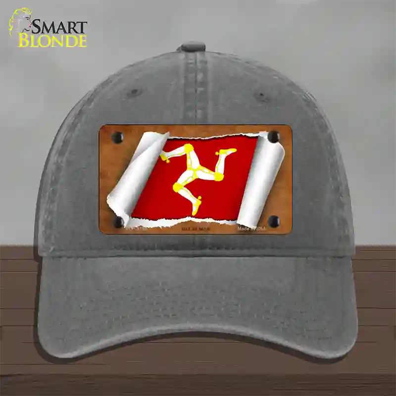 Isle of Man Flag Scroll Novelty License Plate Hat Unconstructed Cotton / Charcoal