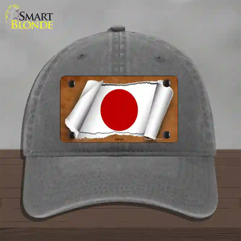 Japan Flag Scroll Novelty License Plate Hat Unconstructed Cotton / Charcoal