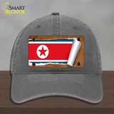 North Korea Flag Scroll Novelty License Plate Hat Unconstructed Cotton / Charcoal