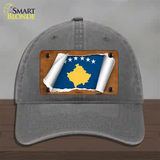 Kosovo Flag Scroll Novelty License Plate Hat Unconstructed Cotton / Charcoal