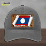 Laos Flag Scroll Novelty License Plate Hat Unconstructed Cotton / Charcoal