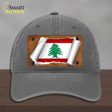 Lebanon Flag Scroll Novelty License Plate Hat Unconstructed Cotton / Charcoal