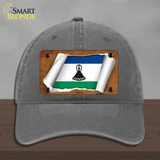 Lesotho Flag Scroll Novelty License Plate Hat Unconstructed Cotton / Charcoal