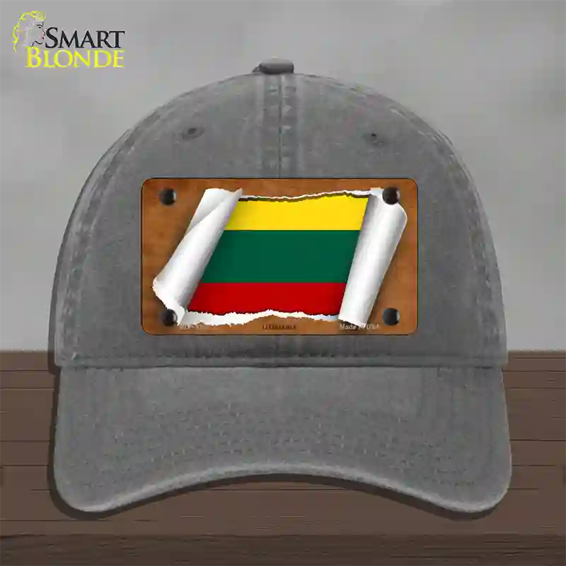 Lithuania Flag Scroll Novelty License Plate Hat Unconstructed Cotton / Charcoal