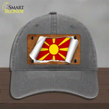 Macedonia Flag Scroll Novelty License Plate Hat Unconstructed Cotton / Charcoal