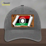 Malawi Flag Scroll Novelty License Plate Hat Unconstructed Cotton / Charcoal