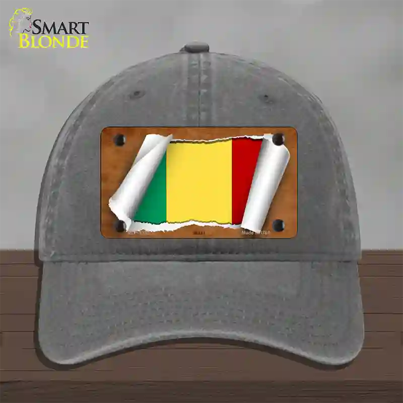 Mali Flag Scroll Novelty License Plate Hat Unconstructed Cotton / Charcoal