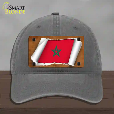 Morocco Flag Scroll Novelty License Plate Hat Unconstructed Cotton / Charcoal