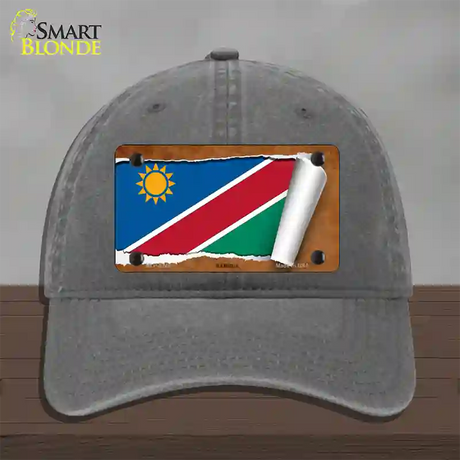 Namibia Flag Scroll Novelty License Plate Hat Unconstructed Cotton / Charcoal