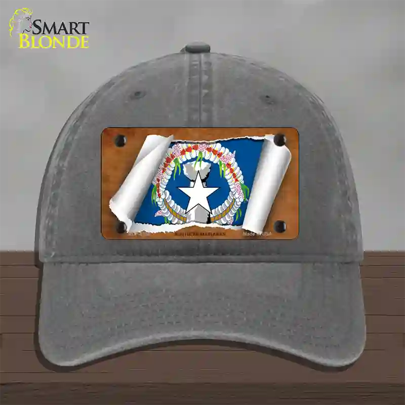 Northern Marianas Flag Scroll Novelty License Plate Hat Unconstructed Cotton / Charcoal