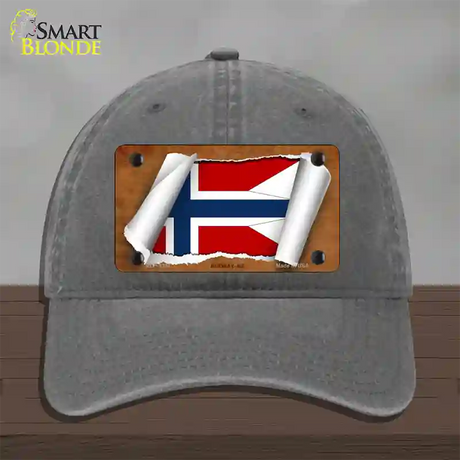 Norway-NS Flag Scroll Novelty License Plate Hat Unconstructed Cotton / Charcoal