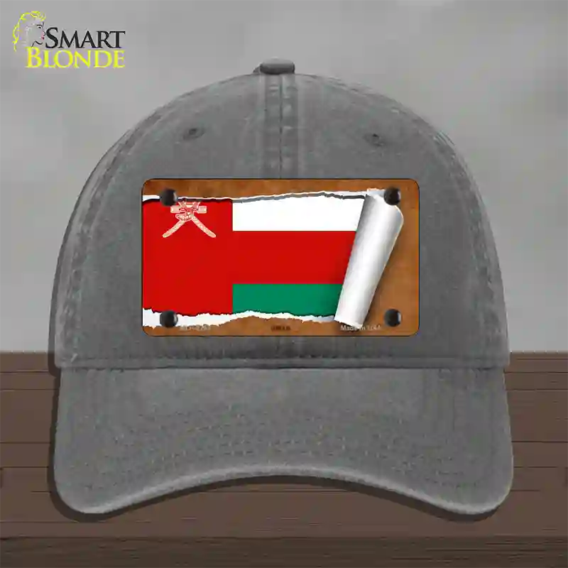 Oman Flag Scroll Novelty License Plate Hat Unconstructed Cotton / Charcoal