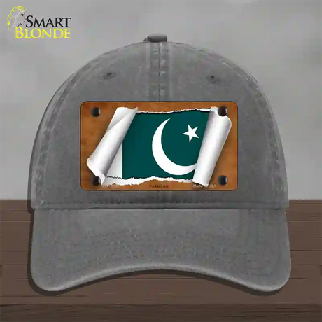 Pakistan Flag Scroll Novelty License Plate Hat Unconstructed Cotton / Charcoal