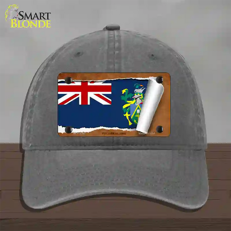 Pitcairn Islands Flag Scroll Novelty License Plate Hat Unconstructed Cotton / Charcoal