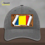 Romania Flag Scroll Novelty License Plate Hat Unconstructed Cotton / Charcoal