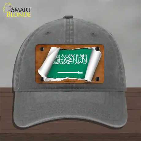 Saudi Arabia Flag Scroll Novelty License Plate Hat Unconstructed Cotton / Charcoal