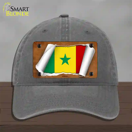 Senegal Flag Scroll Novelty License Plate Hat Unconstructed Cotton / Charcoal