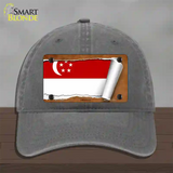 Singapore Flag Scroll Novelty License Plate Hat Unconstructed Cotton / Charcoal