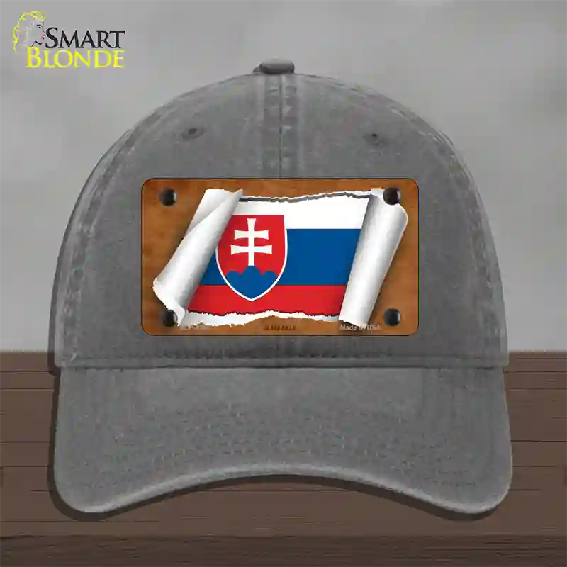 Slovakia Flag Scroll Novelty License Plate Hat Unconstructed Cotton / Charcoal