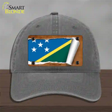 Solomon Islands Flag Scroll Novelty License Plate Hat Unconstructed Cotton / Charcoal