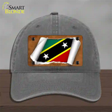 St Kitts-Nevis Flag Scroll Novelty License Plate Hat Unconstructed Cotton / Charcoal