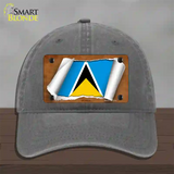 St Lucia Flag Scroll Novelty License Plate Hat Unconstructed Cotton / Charcoal