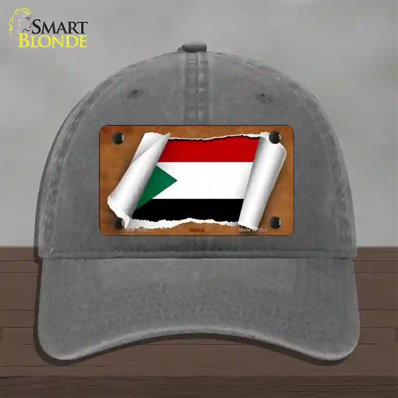 Sudan Flag Scroll Novelty License Plate Hat Unconstructed Cotton / Charcoal