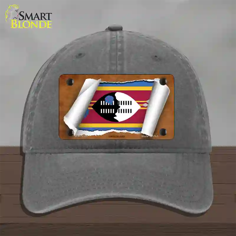 Swaziland Flag Scroll Novelty License Plate Hat Unconstructed Cotton / Charcoal