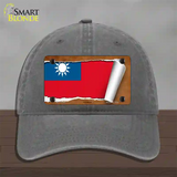 Taiwan Flag Scroll Novelty License Plate Hat Unconstructed Cotton / Charcoal