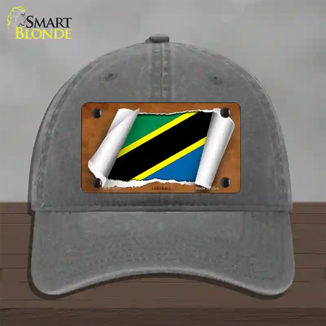 Tanzania Flag Scroll Novelty License Plate Hat Unconstructed Cotton / Charcoal