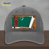 Turkmenistan Flag Scroll Novelty License Plate Hat Unconstructed Cotton / Charcoal