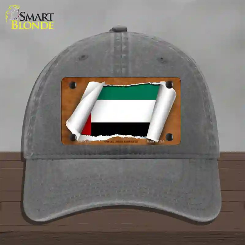 United Arab Emirates Flag Scroll Novelty License Plate Hat Unconstructed Cotton / Charcoal