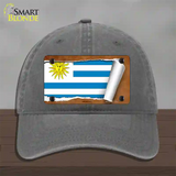 Uruguay Flag Scroll Novelty License Plate Hat Unconstructed Cotton / Charcoal