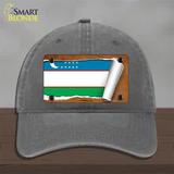 Uzbekistan Flag Scroll Novelty License Plate Hat Unconstructed Cotton / Charcoal