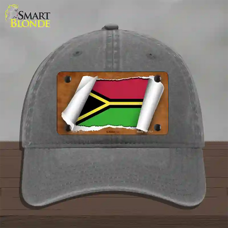 Vanuatu Flag Scroll Novelty License Plate Hat Unconstructed Cotton / Charcoal