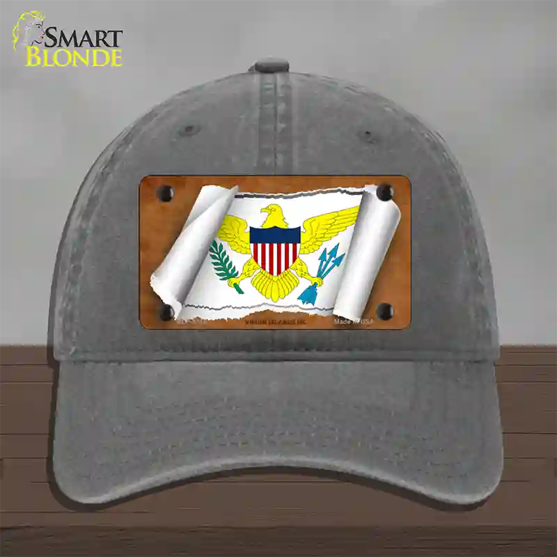 Virgin Islands US Flag Scroll Novelty License Plate Hat Unconstructed Cotton / Charcoal