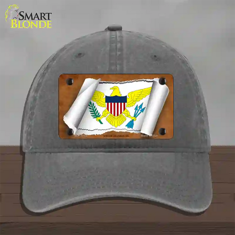 Virgin Islands US Flag Scroll Novelty License Plate Hat Unconstructed Cotton / Charcoal