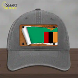 Zambia Flag Scroll Novelty License Plate Hat Unconstructed Cotton / Charcoal