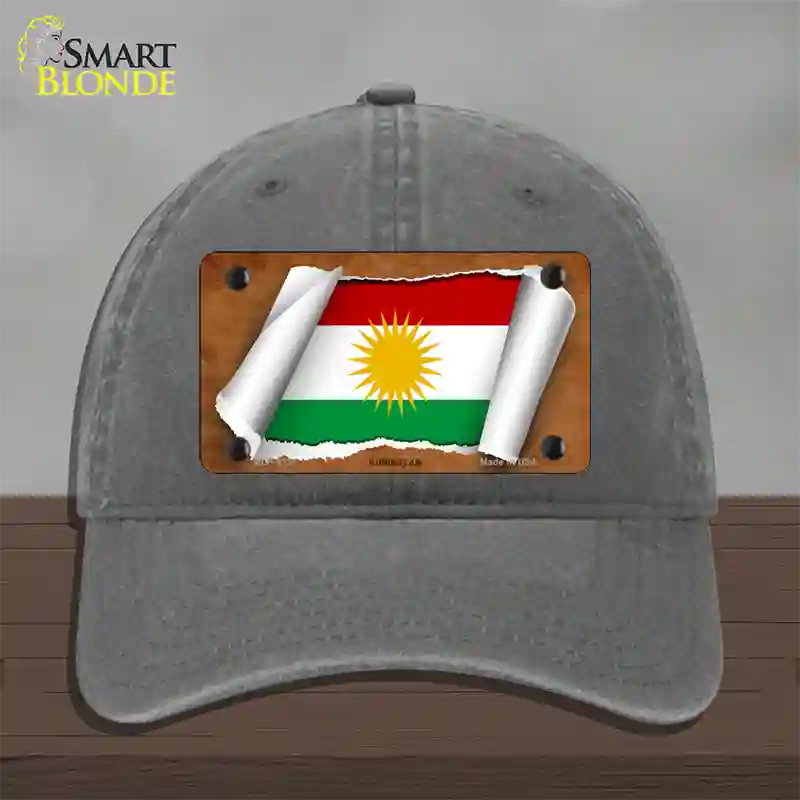 Kurdistan Flag Scroll Novelty License Plate Hat Unconstructed Cotton / Charcoal