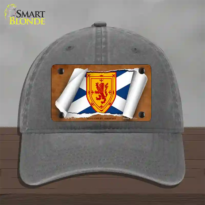 Scotland St. Andrews Flag Scroll Novelty License Plate Hat Unconstructed Cotton / Charcoal